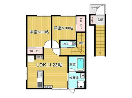 グランデドゥ(2LDK/2階)の間取り写真