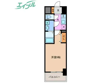 S-RESIDENCE四日市市堀木AMANTE(1K/6階)の間取り写真