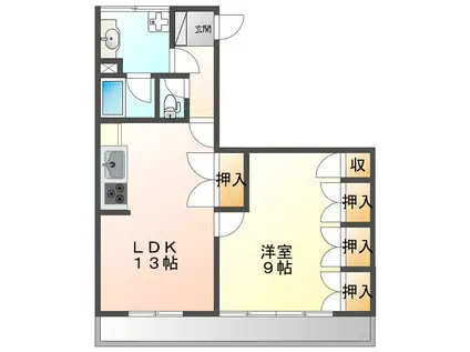 ヴェール・ハウス糸田(1LDK/2階)の間取り写真