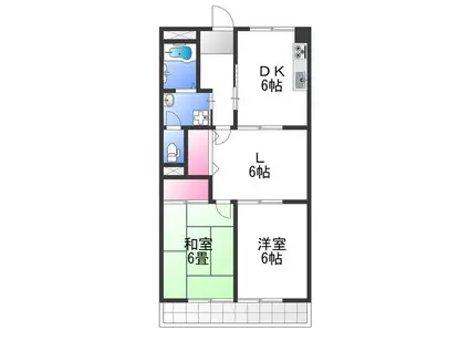 北野田大発マンションB棟(2LDK/4階)の間取り写真