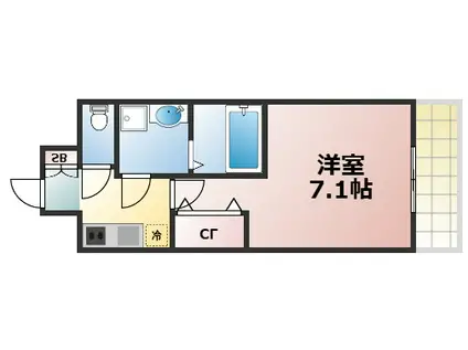 アドバンス大阪城グロリア(1K/6階)の間取り写真