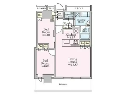 ザ・タワー十条(2LDK/28階)の間取り写真