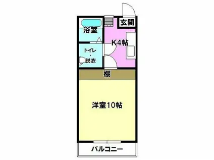 フラットエスB(1K/1階)の間取り写真