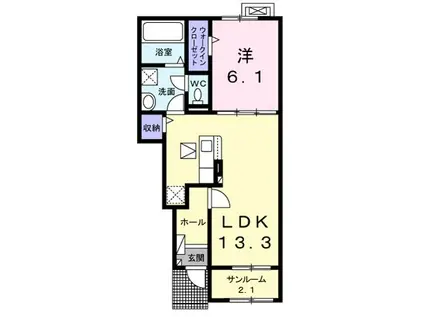 アレグリア(1LDK/1階)の間取り写真