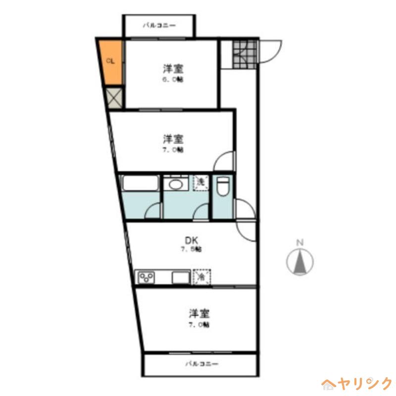 アイサンビル(3DK/5階)の間取り写真