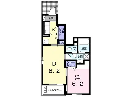 グラン・リーオE(1DK/1階)の間取り写真