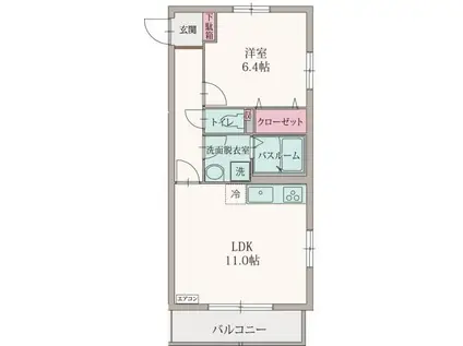 ミクアルト(1LDK/2階)の間取り写真