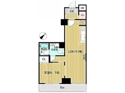 サンタワーズA棟(1LDK/3階)の間取り写真