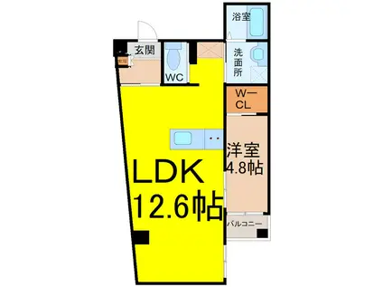 ミルノア尾頭橋(1LDK/3階)の間取り写真