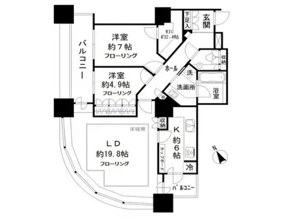 東京ツインパークスライトウイング(2LDK/11階)の間取り写真