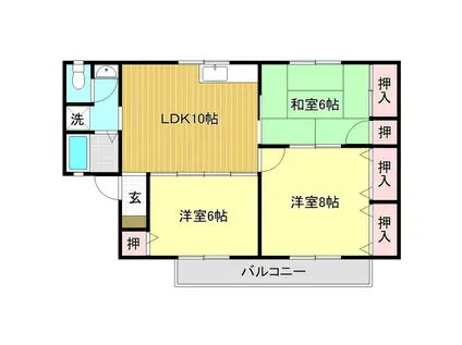 マンションハウス中村I(3LDK/2階)の間取り写真