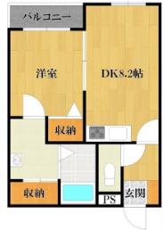 FLEX21久留米一番街(1LDK/5階)の間取り写真