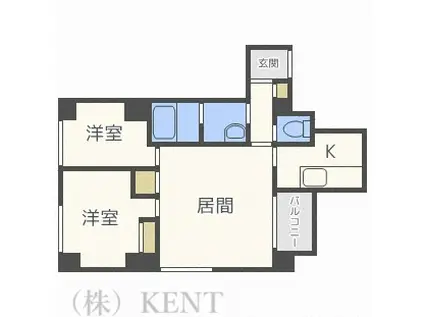 クレアシオン桑園II(2LDK/5階)の間取り写真