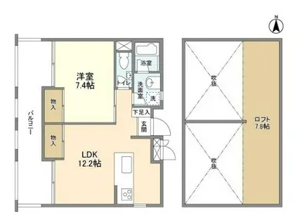 アメニティ高島台Ⅰ(1LDK/4階)の間取り写真