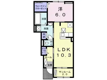 ノーヴァ ビータIII B(1LDK/1階)の間取り写真