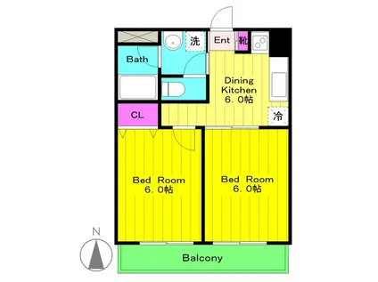 百合ヶ丘ステーションテラス(2DK/3階)の間取り写真