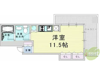 エス・キュート西天満(ワンルーム/9階)の間取り写真