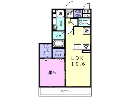 セジュールニューパークヒル(1LDK/2階)の間取り写真