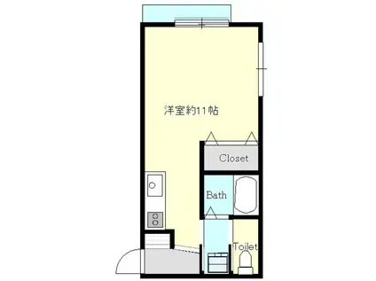 クローバーリーフ(ワンルーム/2階)の間取り写真