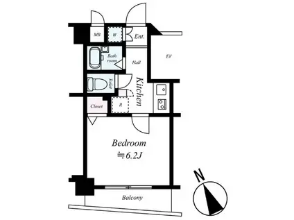 シンシア東中野(1K/4階)の間取り写真