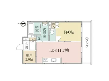 ヘーベルヴィレッジ井荻IIヘーベルVILLAGEKUSU(1LDK/3階)の間取り写真