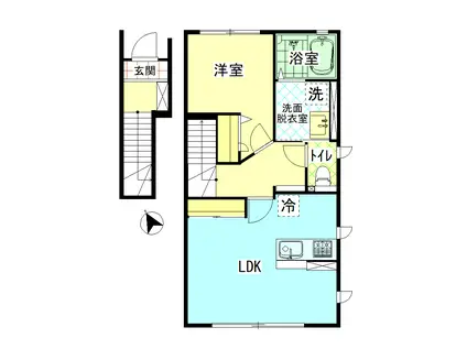 RIO平松(1LDK/2階)の間取り写真