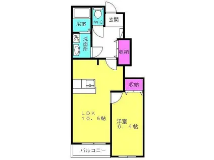 アイエスパレス・イースト(1LDK/1階)の間取り写真