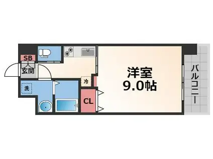 フォレストグレイス高井田I(1K/13階)の間取り写真