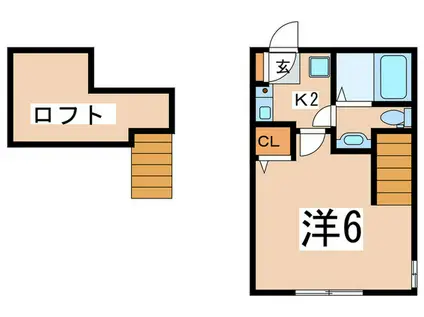 N-FLAT(1K/2階)の間取り写真