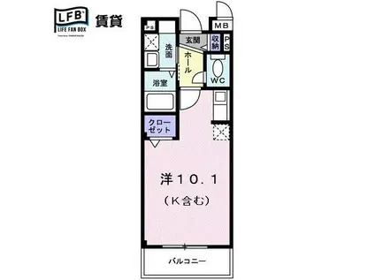 ウィンドワード(ワンルーム/1階)の間取り写真
