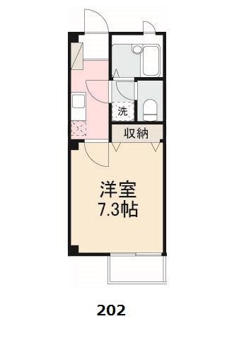 フォブール花ノ宮(1K/2階)の間取り写真