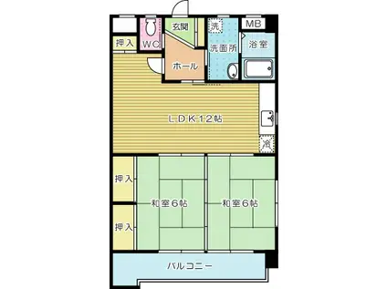パルメゾン(2LDK/3階)の間取り写真