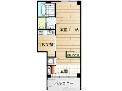 はっぴぃ・かむ(ワンルーム/3階)の間取り写真