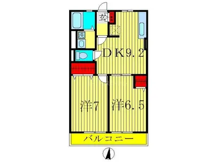 サンライズ(2DK/1階)の間取り写真