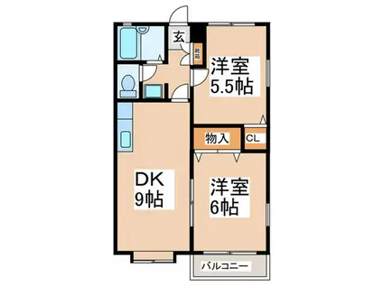 アルファー21(2DK/1階)の間取り写真