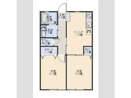 アマービレ(2DK/2階)の間取り写真