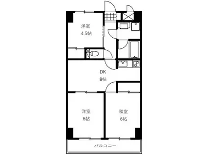 ルミエール(3DK/4階)の間取り写真