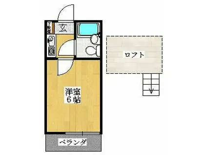 ジュネパレス津田沼第24(1K/2階)の間取り写真