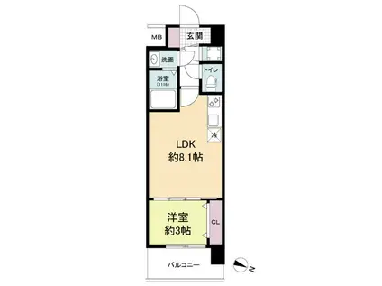 セレニテ神戸ミラクノール(1LDK/2階)の間取り写真