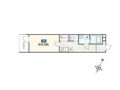 メルディア福生3(1K/1階)の間取り写真