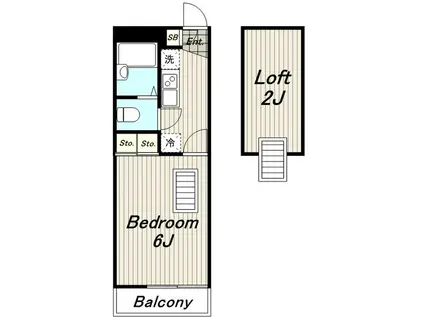 レオパレスサンロイヤルY(1K/2階)の間取り写真