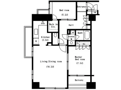 パークアクシス南麻布(2LDK/5階)の間取り写真