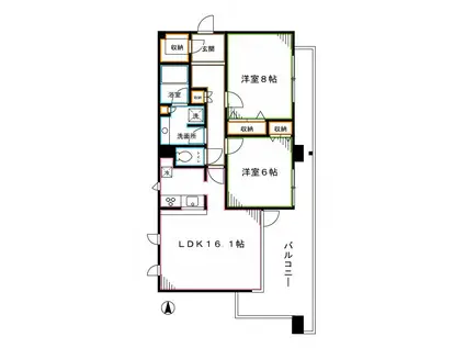 ガーデン杉並方南(2LDK/3階)の間取り写真