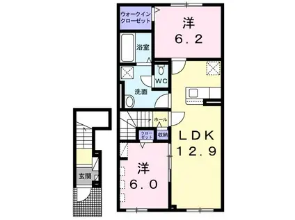 FOREST M.T(2LDK/2階)の間取り写真