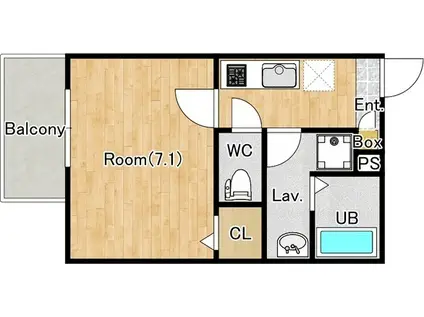 ジーメゾン見沼大和田フィエルテ(1K/1階)の間取り写真