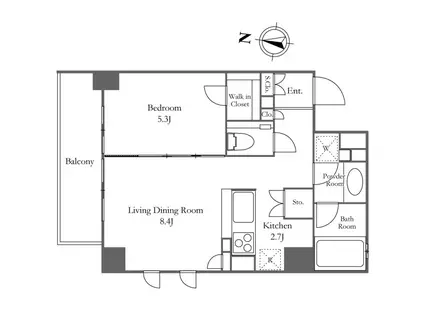 KDXレジデンス恵比寿(1LDK/6階)の間取り写真