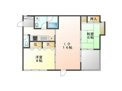 ウエスト-2(2LDK/3階)の間取り写真