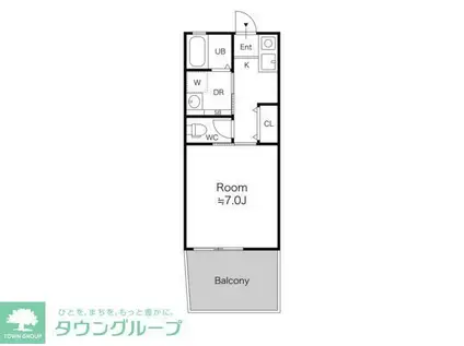 テラスハウス(1K/2階)の間取り写真
