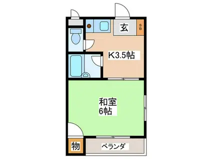 寿ハイツI(1K/3階)の間取り写真
