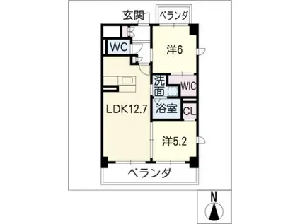 ポルト・ボヌール大高(2LDK/2階)の間取り写真